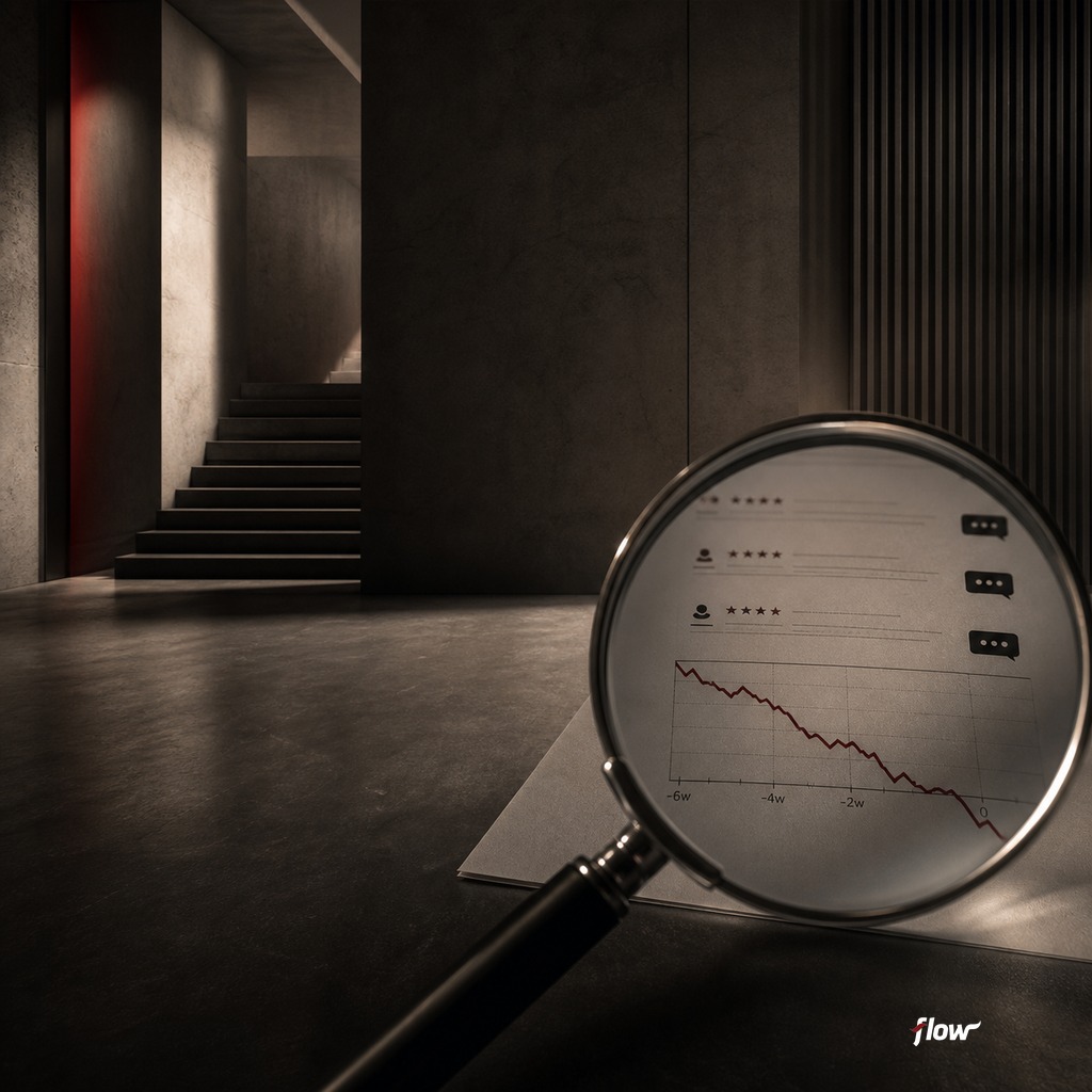 Analyst reviewing employee sentiment data and earnings charts on a dashboard