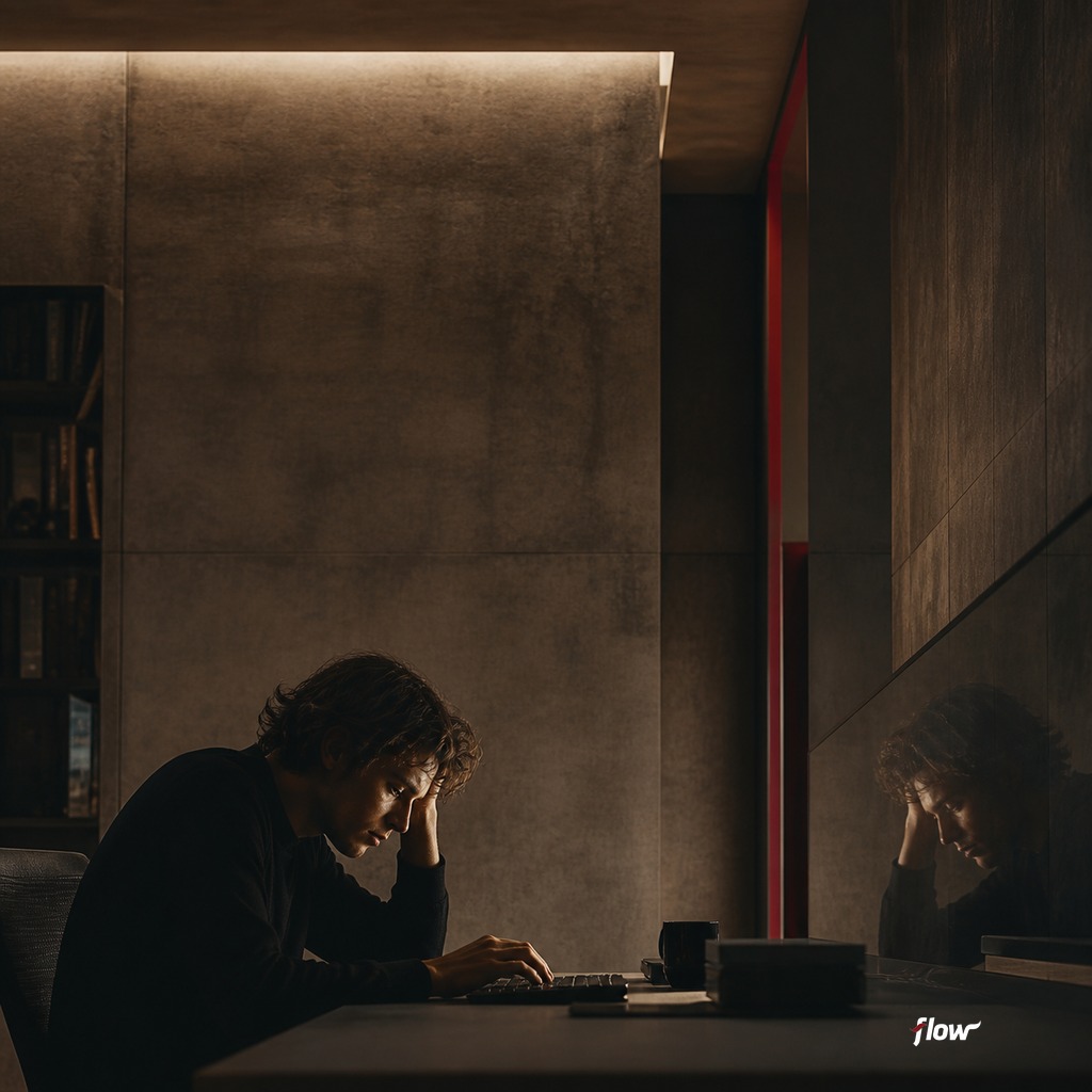 An executive looking at a laptop screen showing an AI assistant and an office calendar with a vacation reminder.