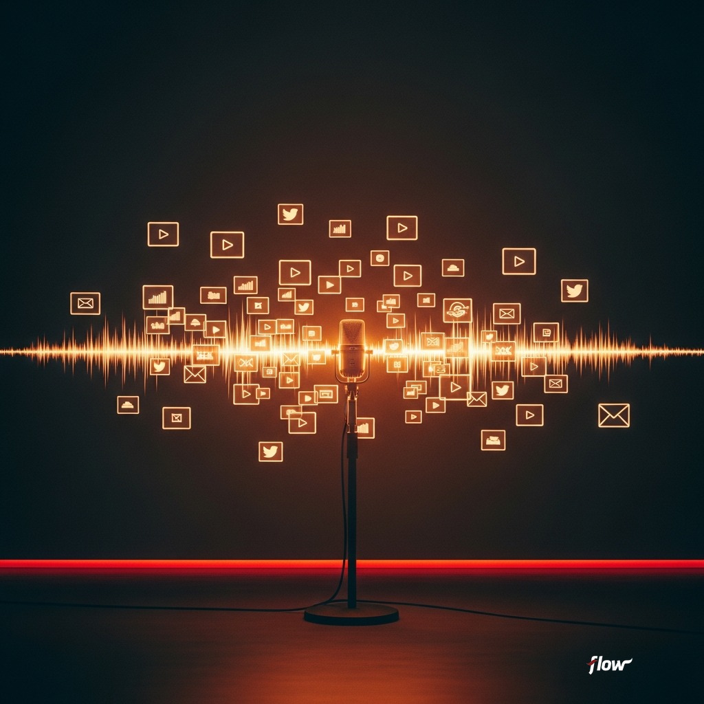 AI workflow turning one podcast episode into multiple content assets automatically